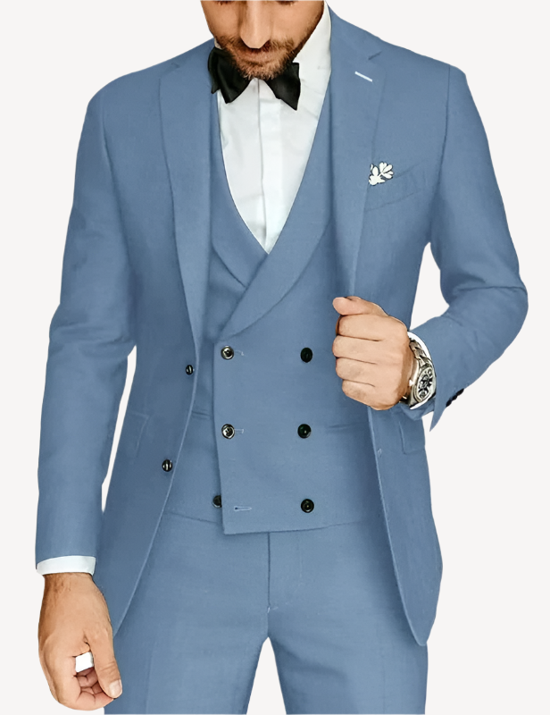 Eleganter 3-Teiliger Hochzeitsgast Anzug Für Herren | Hellblau
