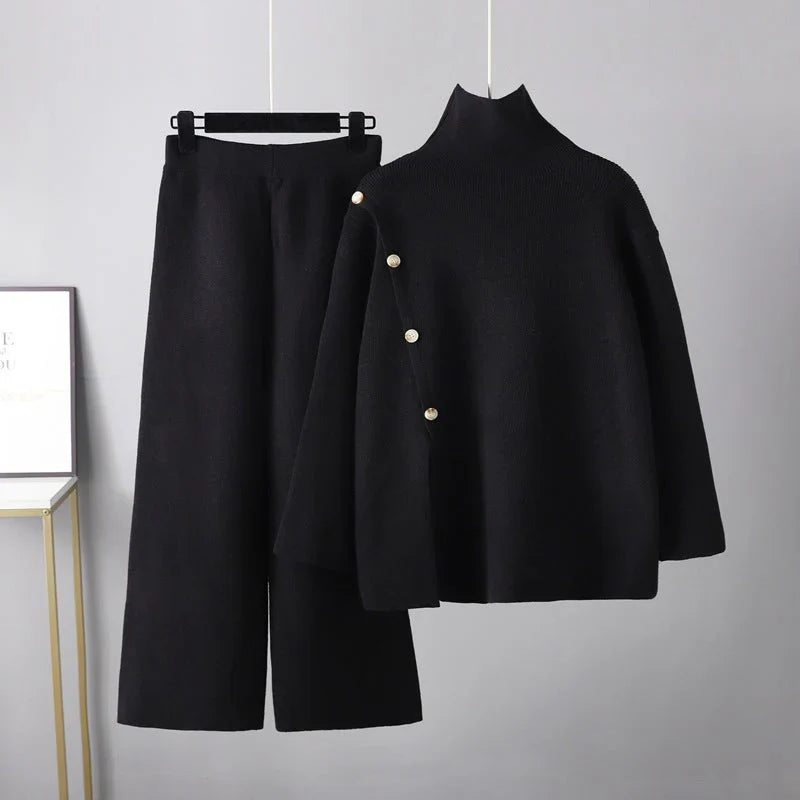 Knopfbesetztes Strickset für Damen