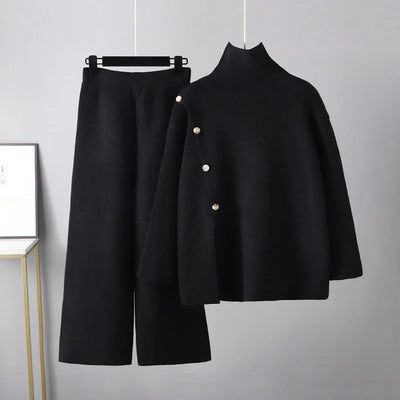 Knopfbesetztes Strickset für Damen