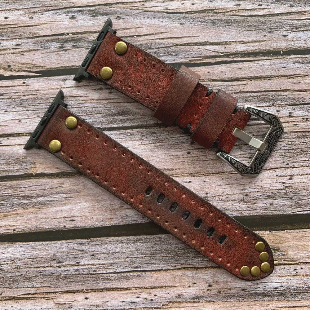 Vintage Leder Apple Watch Band - Nieten Elemente