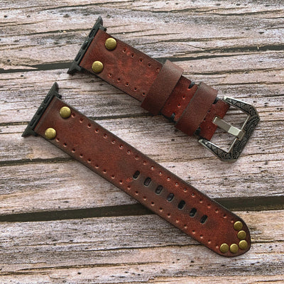 Vintage Leder Apple Watch Band - Nieten Elemente
