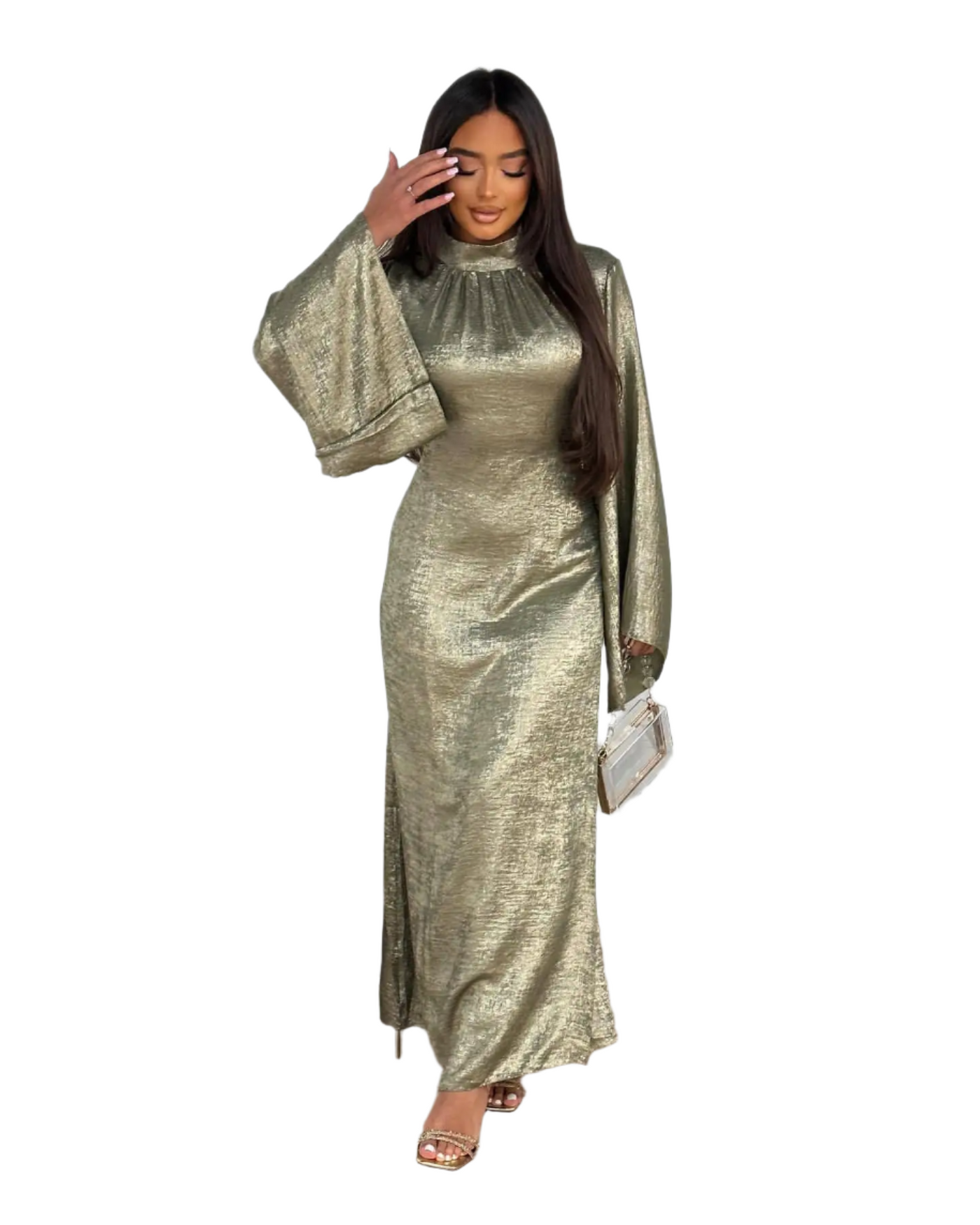 Layla – Elegante Satin-Abaya mit Pagodärmeln für Damen
