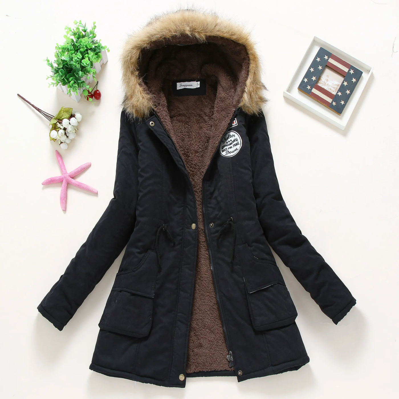 Ivy - Modische Winterjacke mit Kunstfellbesatz