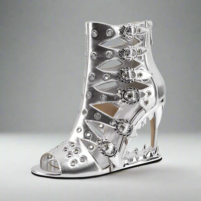 Livia – Stilvolle Open-Toe High Heel Stiefeletten für Damen