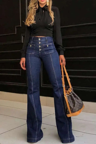 Yvonne – Vintage-Slim Damen-Schlaghose aus Denim