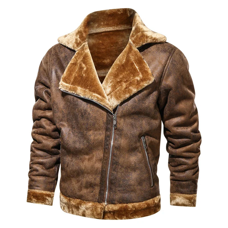 Leonardo – Retro PU Herren Winter Motorradjacke