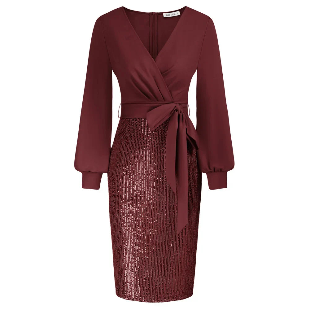 Vienne – Ruched Paillettenkleid für Damen