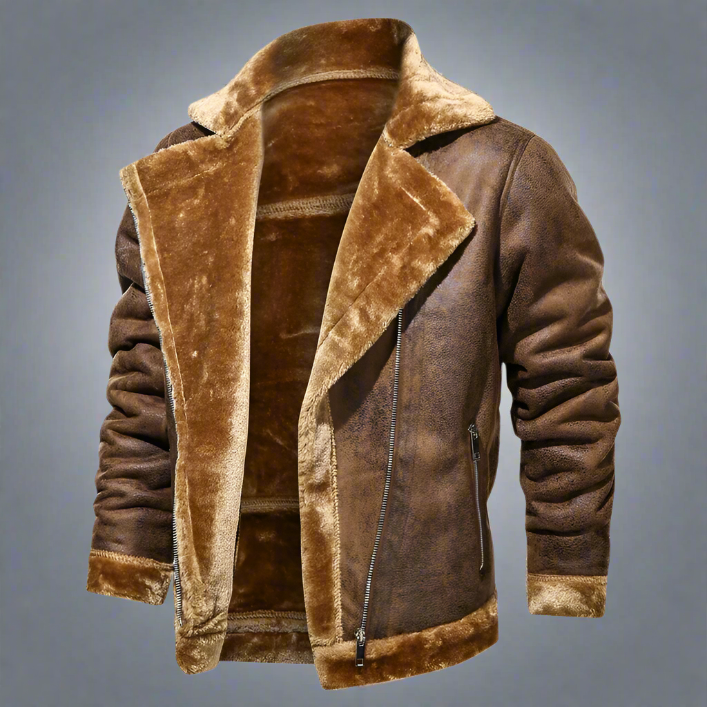 Leonardo – Retro PU Herren Winter Motorradjacke