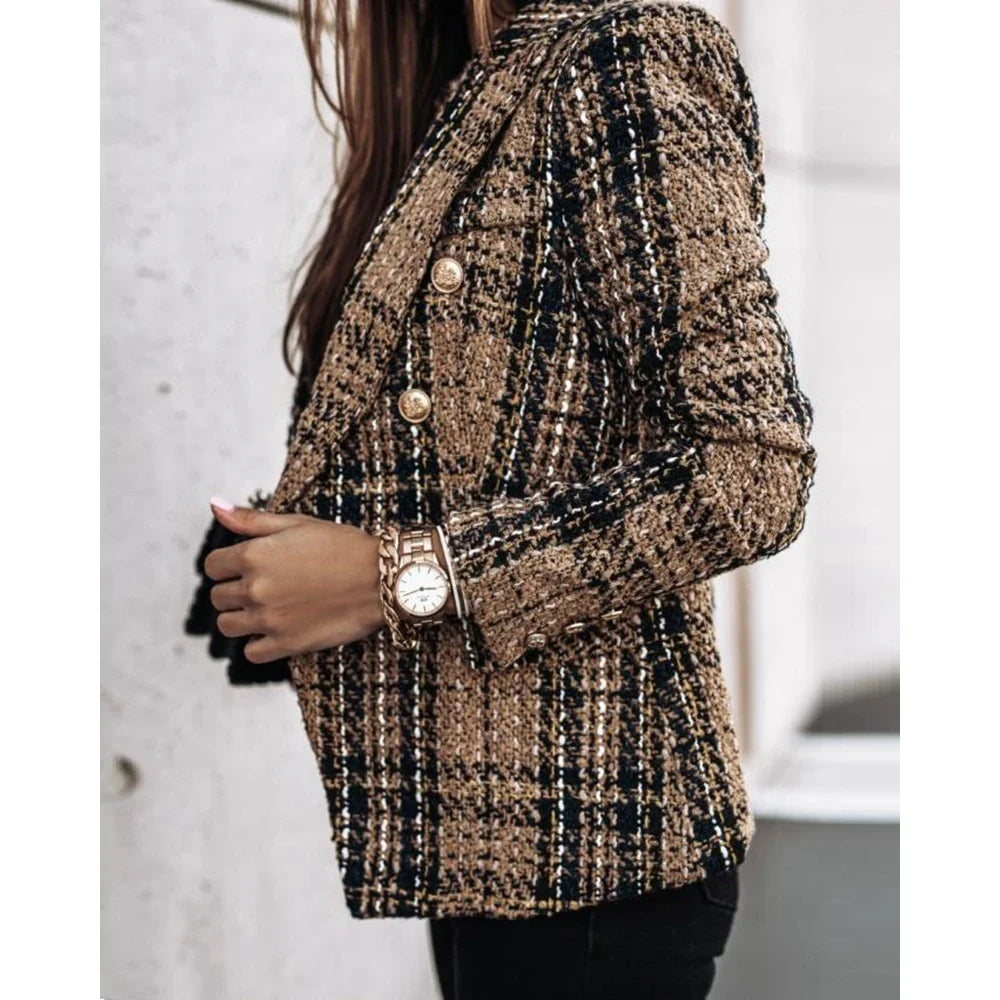 Ciara – Kariertes Doppeltknopf-Blazerjacke für Damen