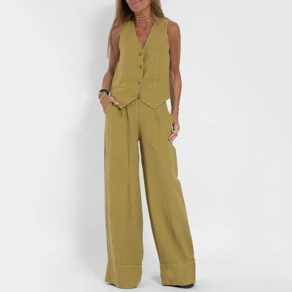 Elena – Damen-Anzugset aus Baumwollleinen für Frühling und Sommer