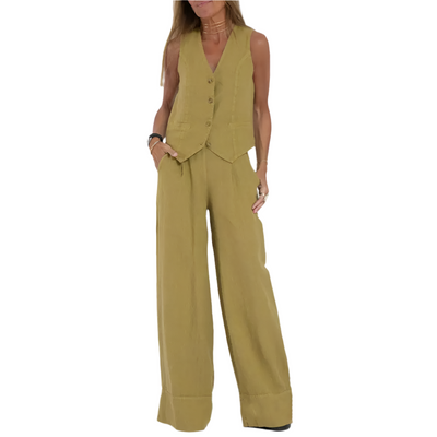 Elena – Damen-Anzugset aus Baumwollleinen für Frühling und Sommer