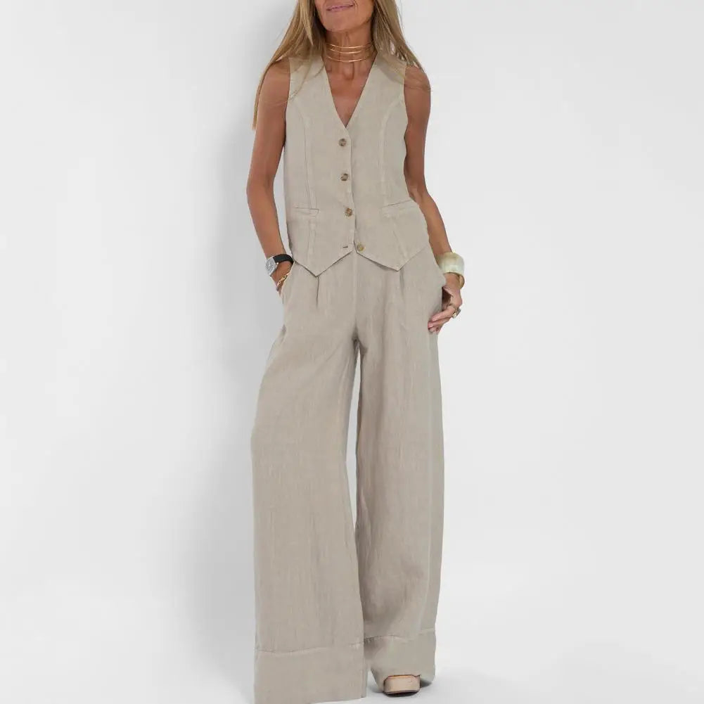 Elena – Damen-Anzugset aus Baumwollleinen für Frühling und Sommer