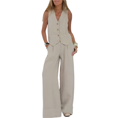Elena – Damen-Anzugset aus Baumwollleinen für Frühling und Sommer