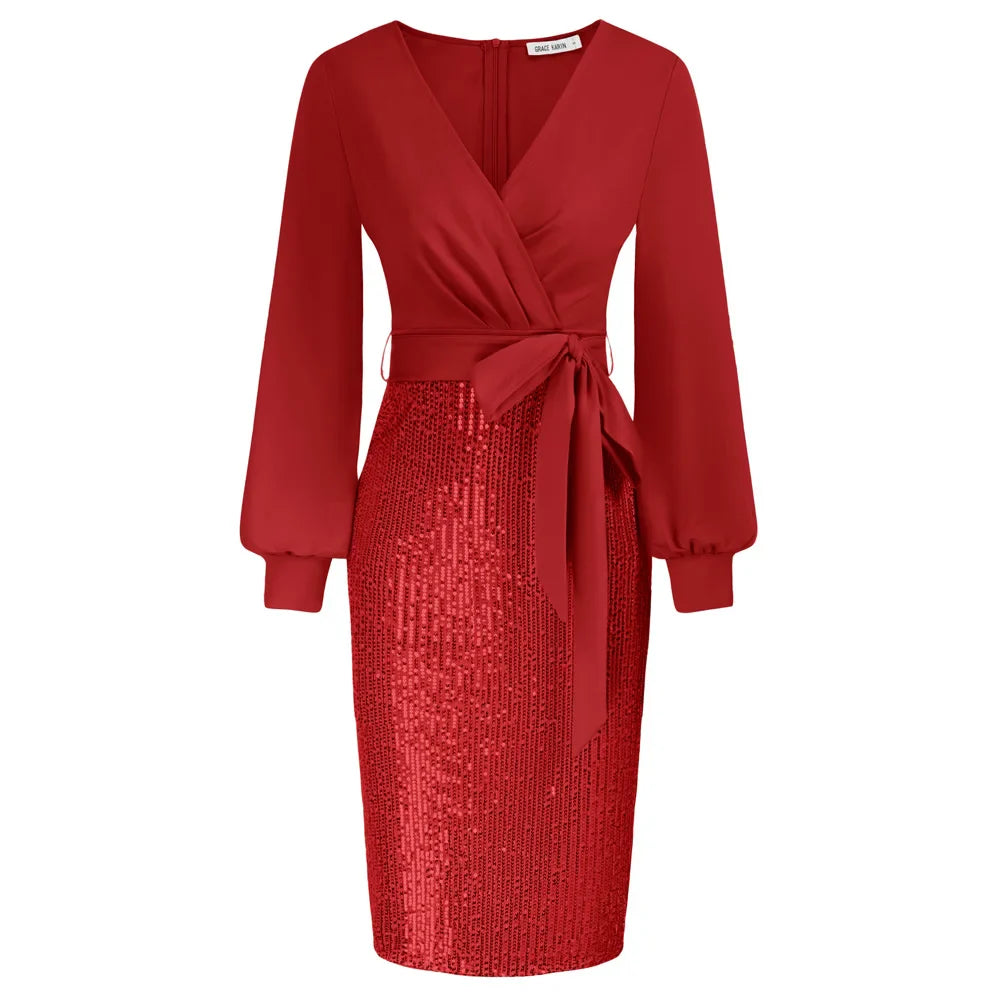 Vienne – Ruched Paillettenkleid für Damen