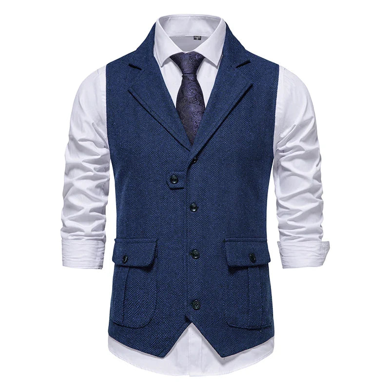 Giovanni – Vintage Herringbone Tweed Herrenweste