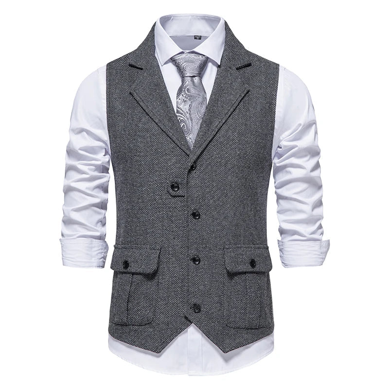 Giovanni – Vintage Herringbone Tweed Herrenweste