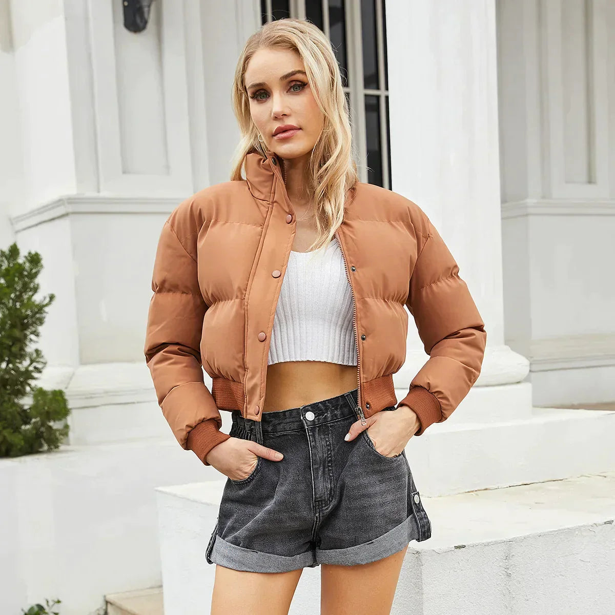 Lucia – Elegante Baumwoll-Rollkragenjacke für Damen
