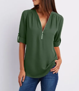Luisa | Bluse mit modernem Reißverschluss-Design