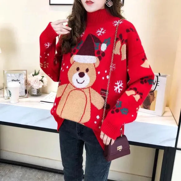 Festlicher Bären-Pullover für Damen