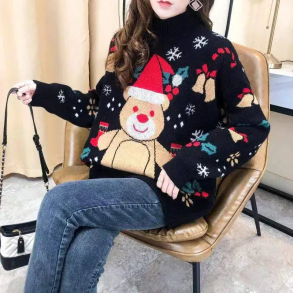 Festlicher Bären-Pullover für Damen
