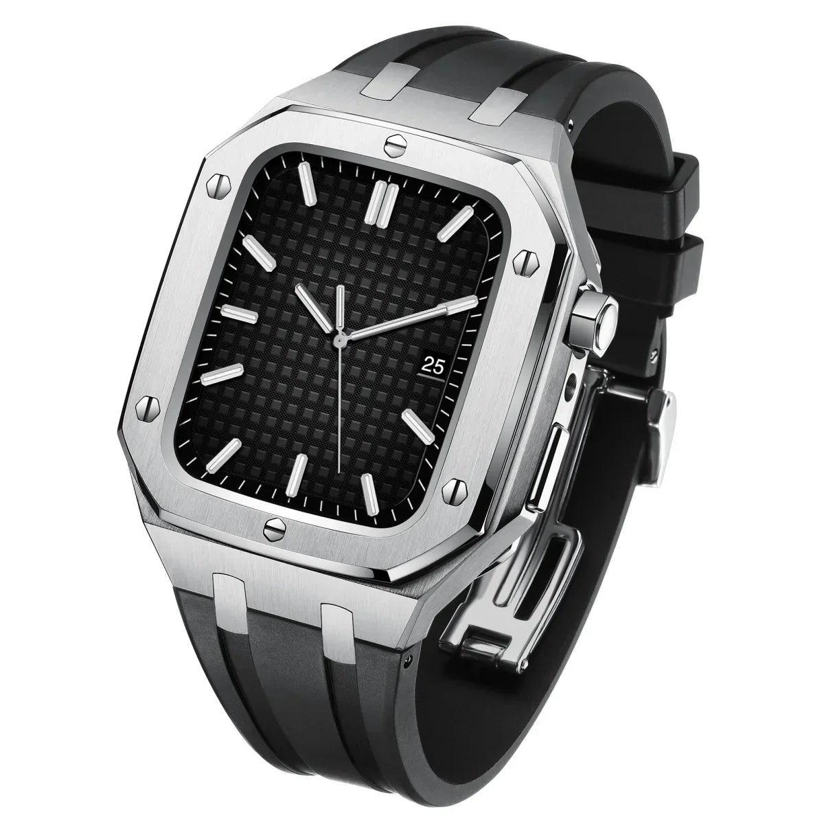 AP9009 Silikonarmband 316L Edelstahl Gehäuse Nachrüstkit für Apple Watch