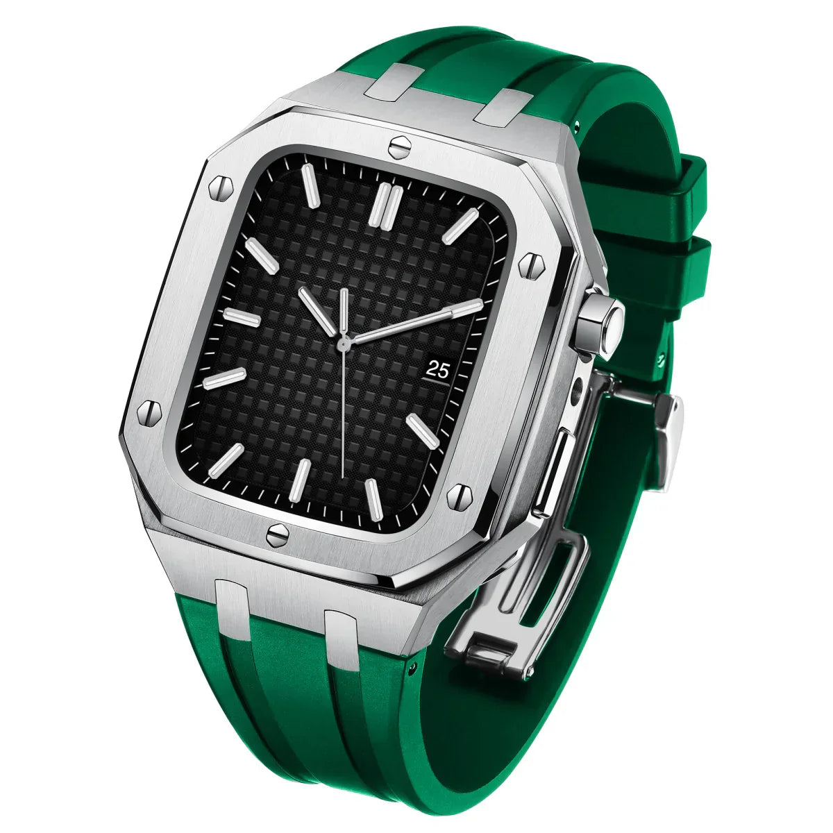 AP9009 Silikonarmband 316L Edelstahl Gehäuse Nachrüstkit für Apple Watch