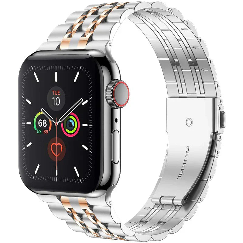 Luxuriöses Edelstahl-Faltschließe-Armband für die Apple Watch