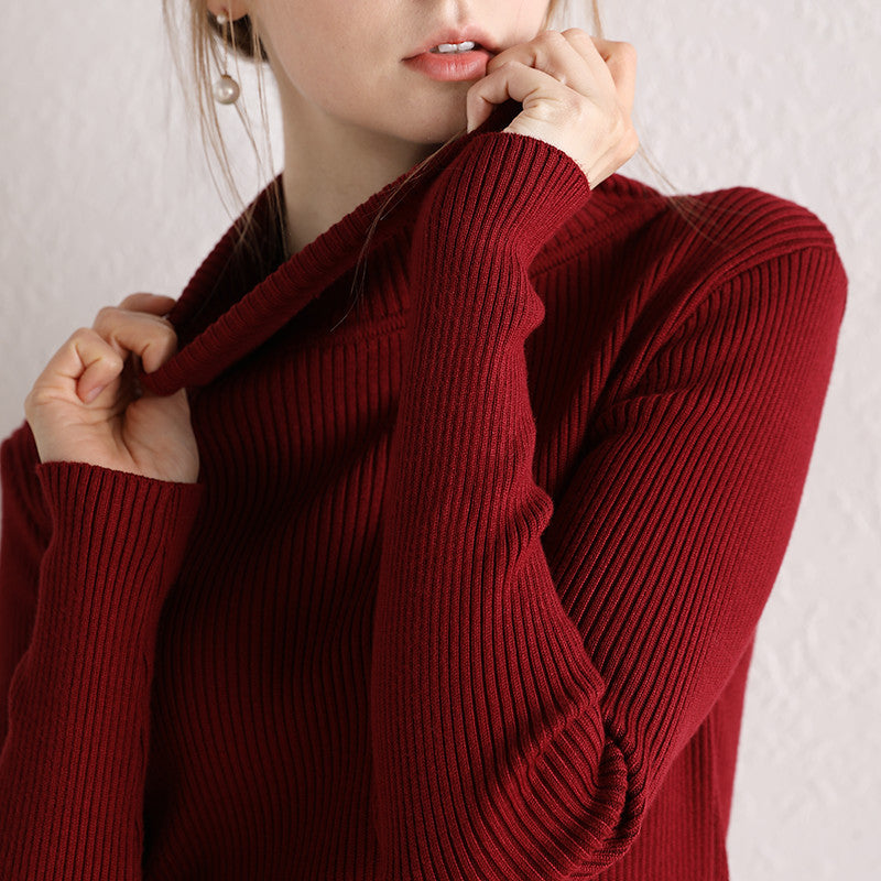 Rippstrick-Turtleneck für Damen
