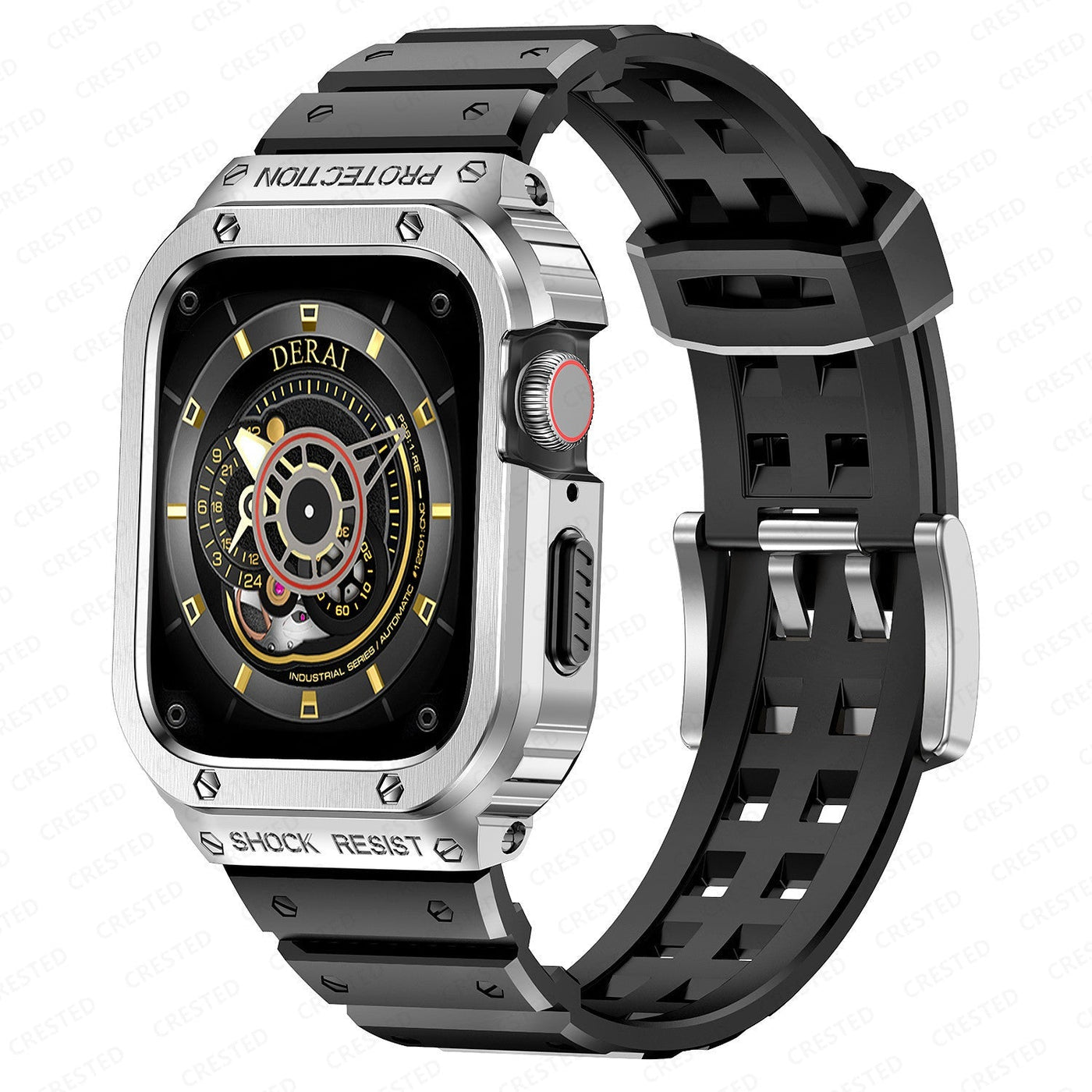 Silikonarmband mit Edelstahlgehäuse für die Apple Watch