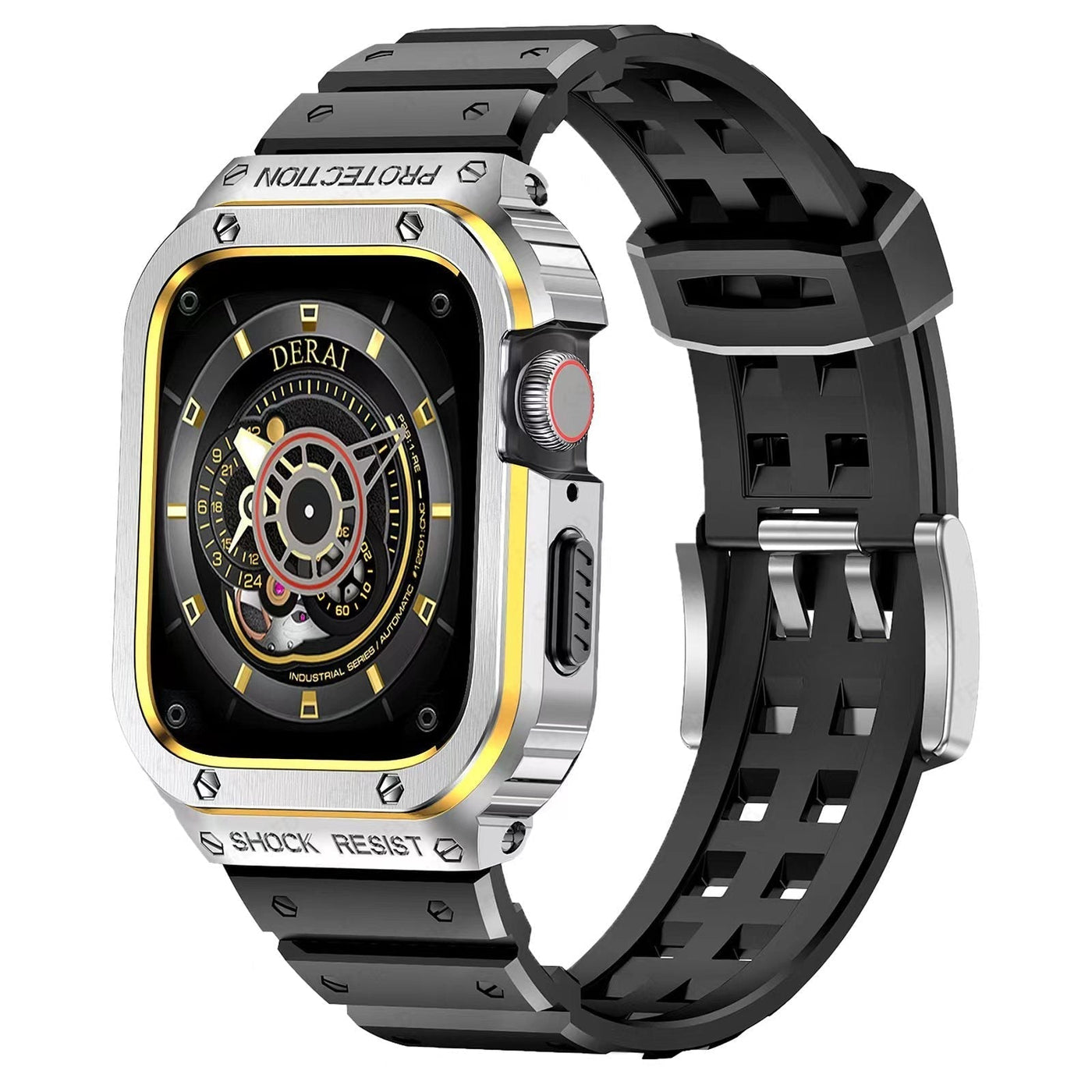 Silikonarmband mit Edelstahlgehäuse für die Apple Watch