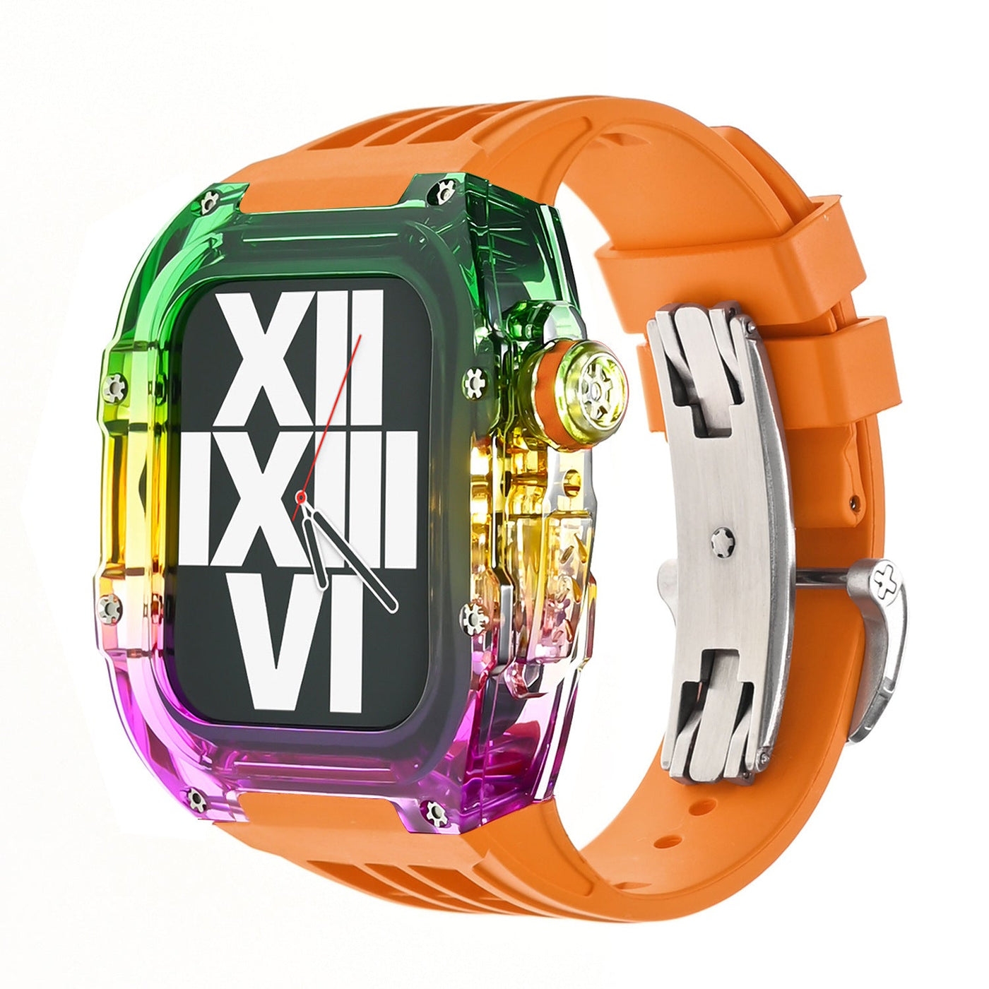 RM V30 Glacier Series Fluororubber Multicolor Gehäuse Gummiband Mod Kit Für Apple Watch - Transparenz