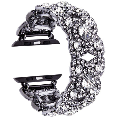 Blumen-Metall-Diamant-Armband für die Apple Watch