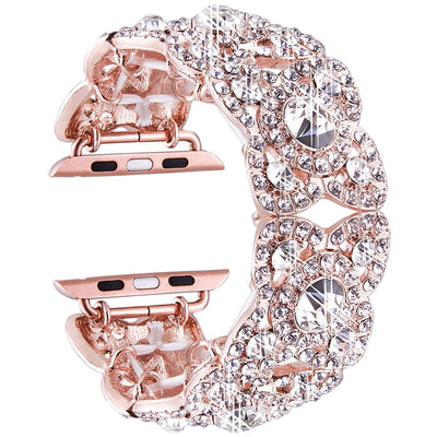 Blumen-Metall-Diamant-Armband für die Apple Watch
