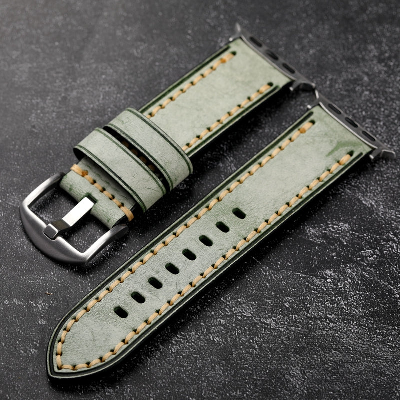 Einfaches handgefertigtes Lederarmband für die Apple Watch