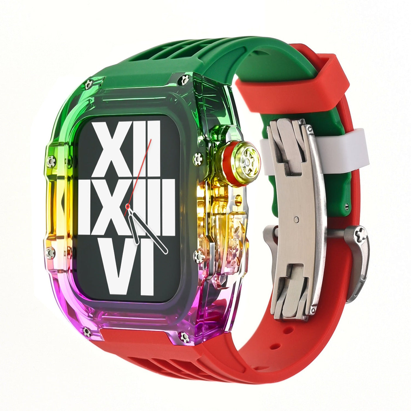 RM V30 Glacier Series Fluororubber Multicolor Gehäuse Gummiband Mod Kit Für Apple Watch - Transparenz