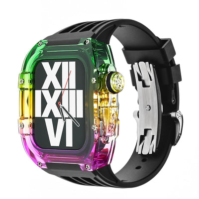 RM V30 Glacier Series Fluororubber Multicolor Gehäuse Gummiband Mod Kit Für Apple Watch - Transparenz