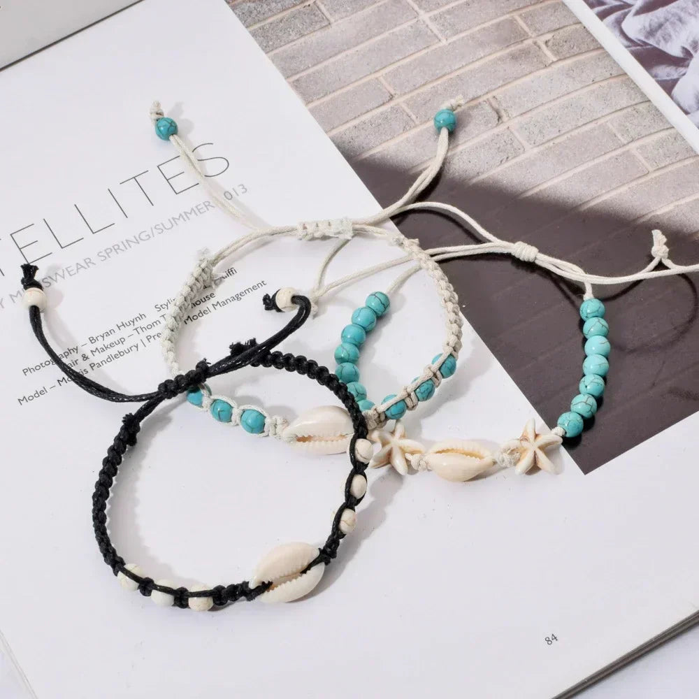 Unisex Sommer Seeigel Muschel Geflochtenes Armband