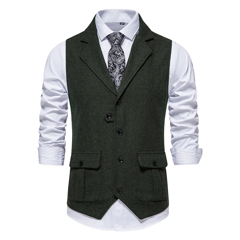 Giovanni – Vintage Herringbone Tweed Herrenweste