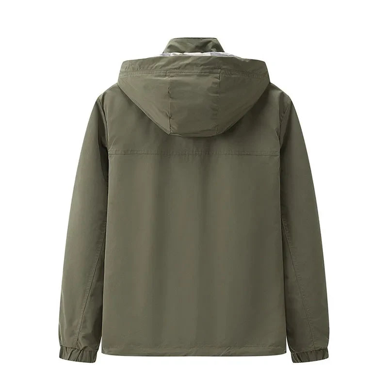 Dominique – Stylische Herrenjacke für Herbst &amp; Frühling mit Abnehmbarem Kapuzen