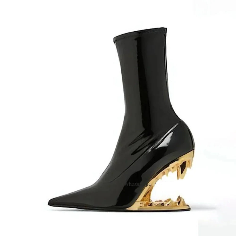 Isabella – Stiefeletten mit spitzer Zehenpartie und auffälligem Zähnchen-Detail für Damen