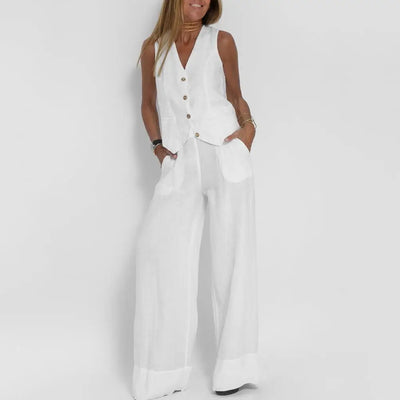 Elena – Damen-Anzugset aus Baumwollleinen für Frühling und Sommer
