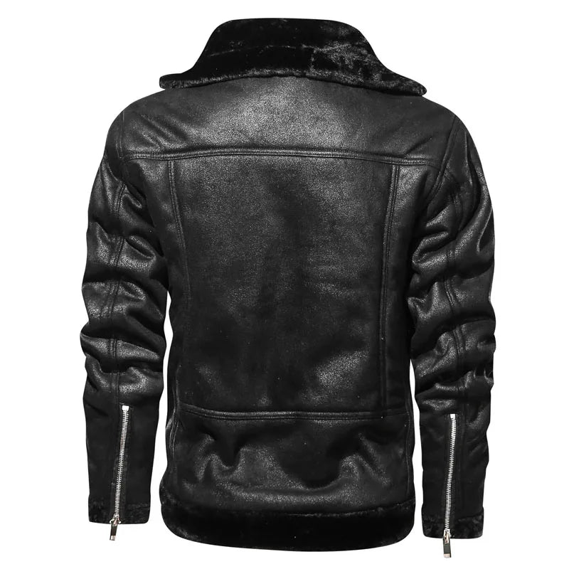 Leonardo – Retro PU Herren Winter Motorradjacke