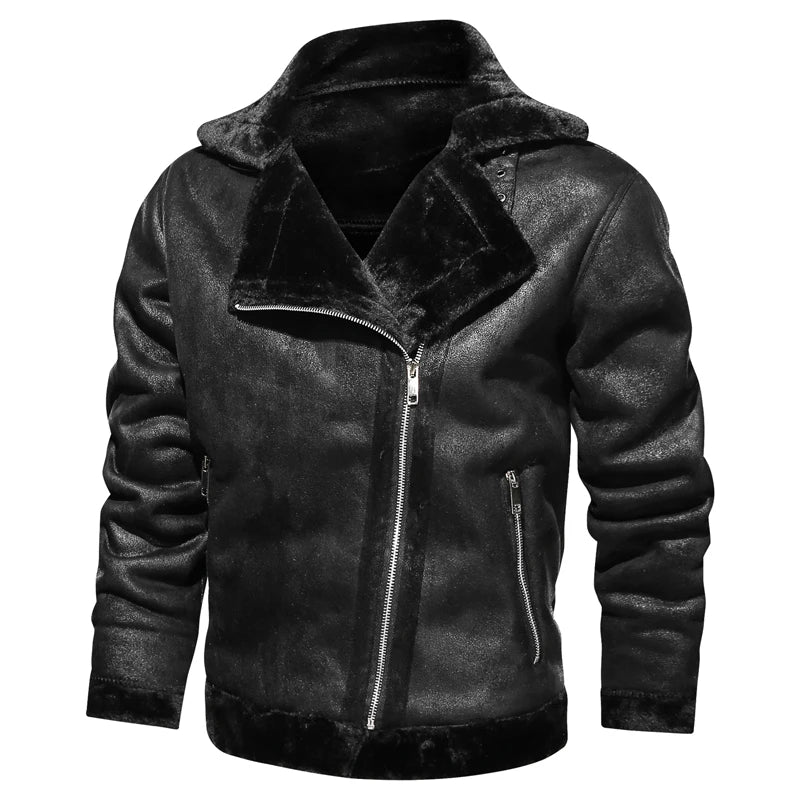 Leonardo – Retro PU Herren Winter Motorradjacke