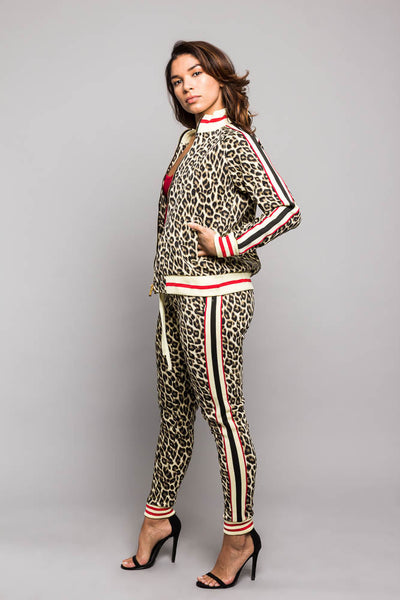 Lena – Trendiger Leopard-Print Damen Trainingsanzug