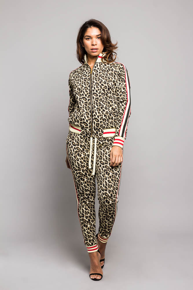 Lena – Trendiger Leopard-Print Damen Trainingsanzug