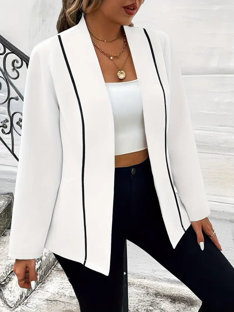 Plus Size Damen Winter-Blazer – Stretch-Polyester, Schlichter Look