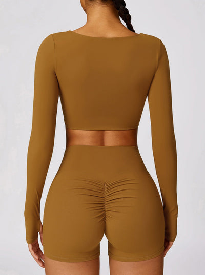 Xelaro | Atmungsaktives Langarm Crop Top für Damen Freizeit