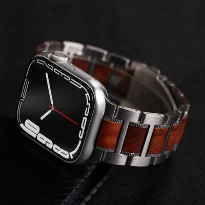 Natürliche Rote Sandelholz- & Metall-Uhrenarmband