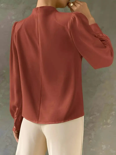 Elegantes Langarmshirt mit Rundhals und Reißverschluss – Lockerer Sitz