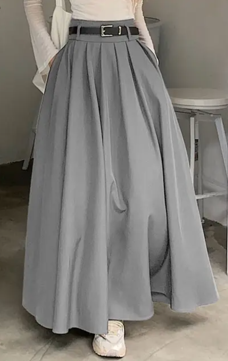 Mirella – Langer Faltenrock mit hoher Taille